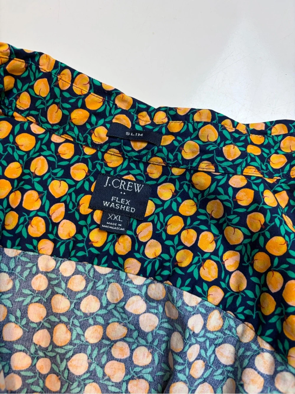 J.Crew peach print Short-sleeve slim flex casual shirt sz XXL